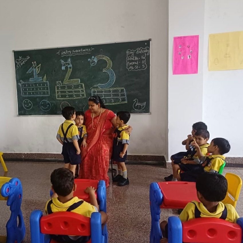Number writing practice in Bal Vatika