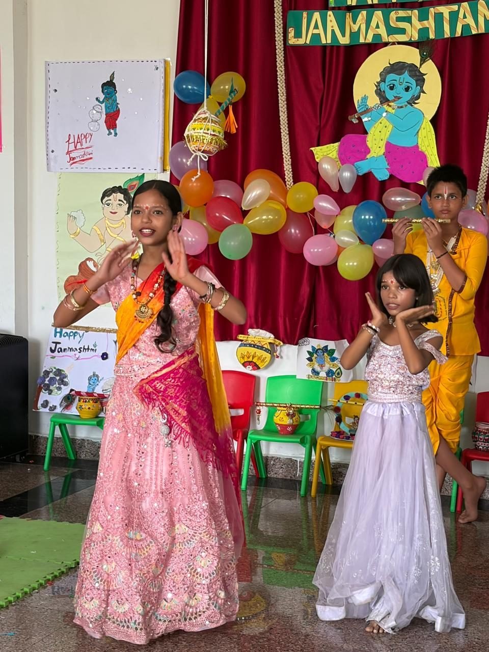 Dance presentation on the Janmashtami stage
