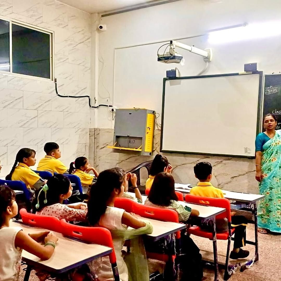 A projector-equipped classroom